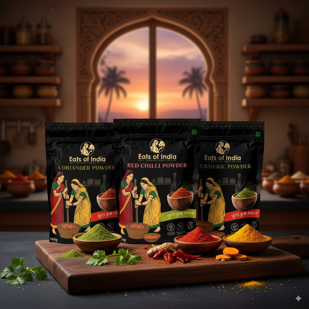 Haldi, Mirchi, Dhaniya (कुटा हुआ) (Combo Of 3) 500gm Each