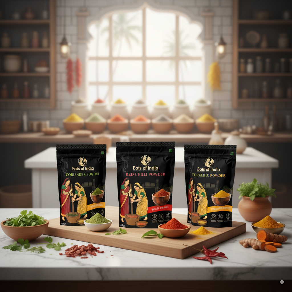 Haldi, Mirchi, Dhaniya (कुटा हुआ) (Combo Of 3) 500gm Each