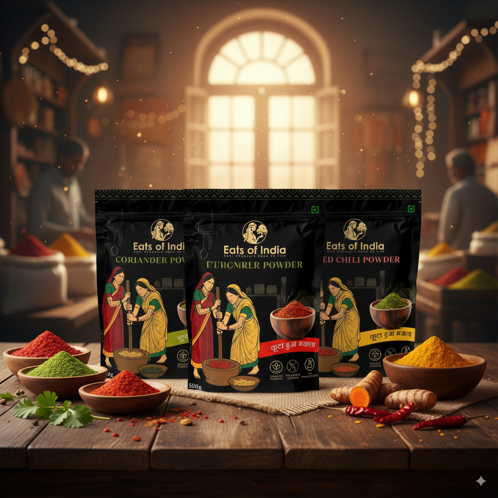 Haldi, Mirchi, Dhaniya (कुटा हुआ) (Combo Of 3) 500gm Each